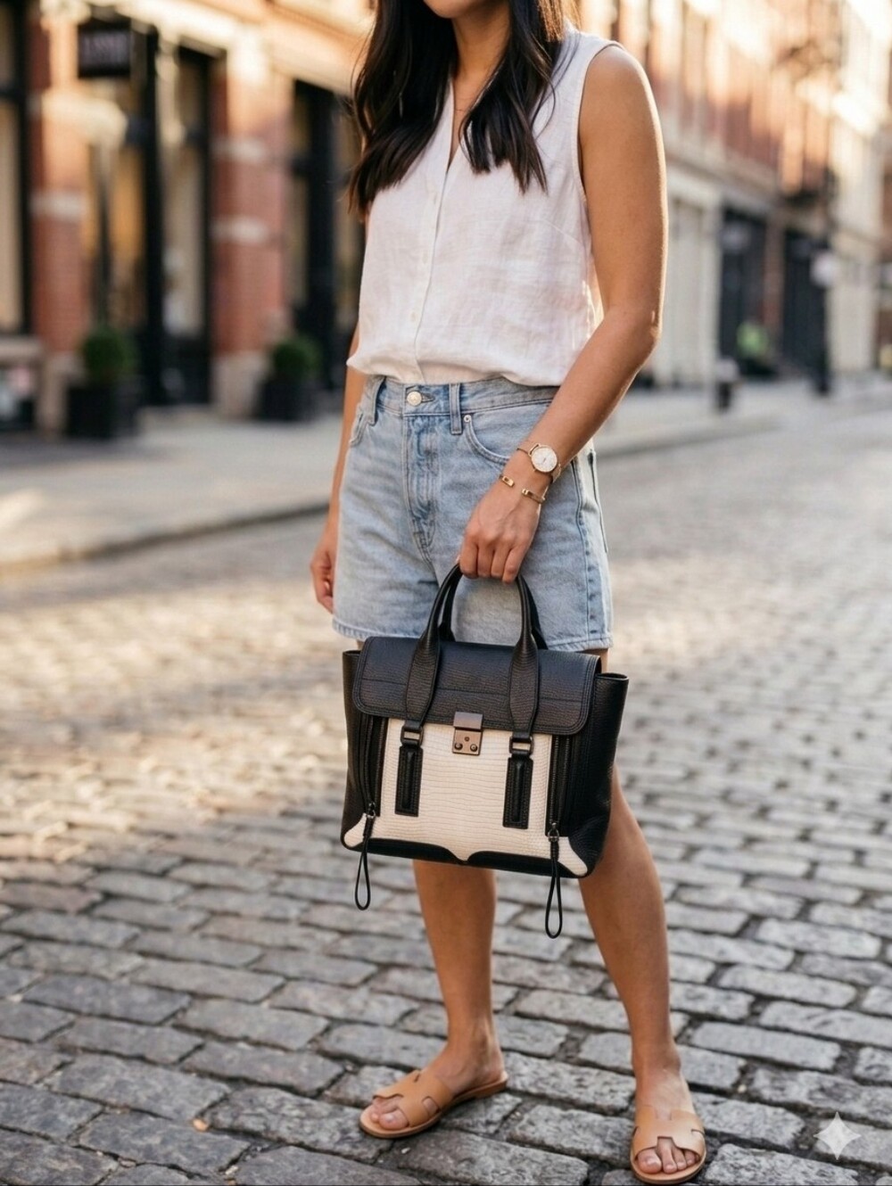 3.1 Philip Lim Pashli MEDIUM SIZE black and white satchel handbag